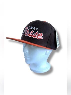 NWT Obey Brown and Orange Posse Snapback Hat Cap Wool Blend